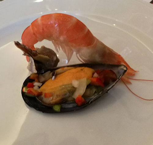 Forrett: blåskjell, reke og snegle