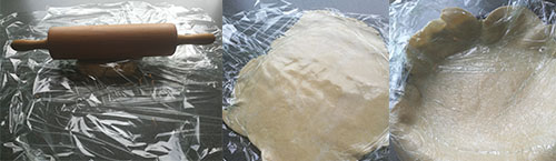 Hvis du kjevler ut deigen mellom to lag med plast, er det lettere både å kjevle og overføre deigen til paiformen