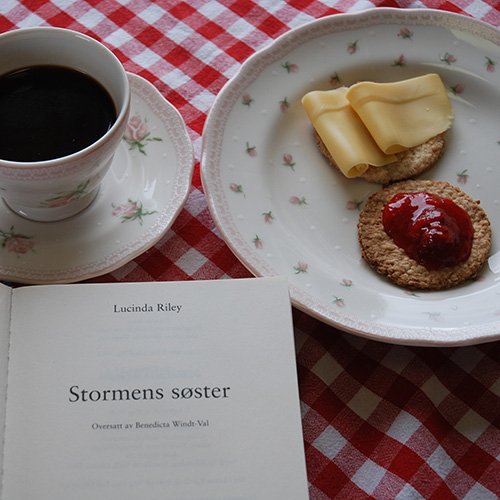 Riley, Lucinda, (2016) «Stormens søster», Cappelen Damms og Sprø Havrekjeks Ingredienser 100 g Margarin 2 ss Sukker 3 dl Havregryn 1 ts Bakepulver ½ dl Melk 2 dl Hvetemel