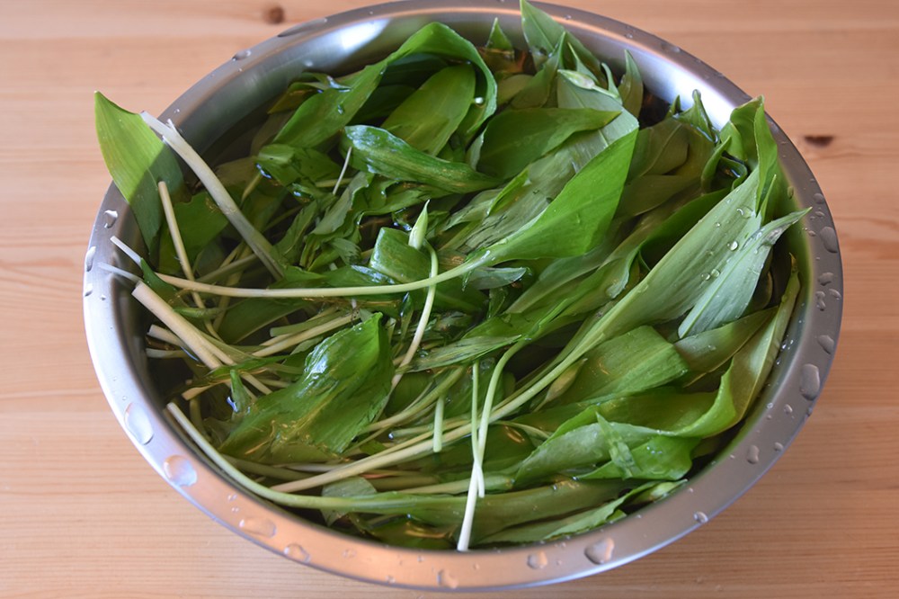 Ramsløkpesto Ingredienser: 100 g Ramsløk 1 fedd Hvitløk 3 - 4 ss Parmesan (revet) 3 - 4 ss Pinjekjerner 1 ¼ dl Olivenolje ¼ ts Salt Pepper (nykvernet)