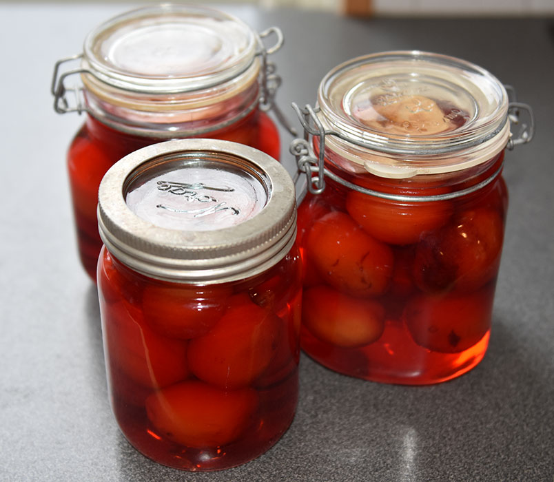 Hermetiske plommer Ingredienser: Plommer Sukkerlake: 10 dl Vann 700 g Sukker ½ ts Askorbinsyre Valgfritt: Epleskiver