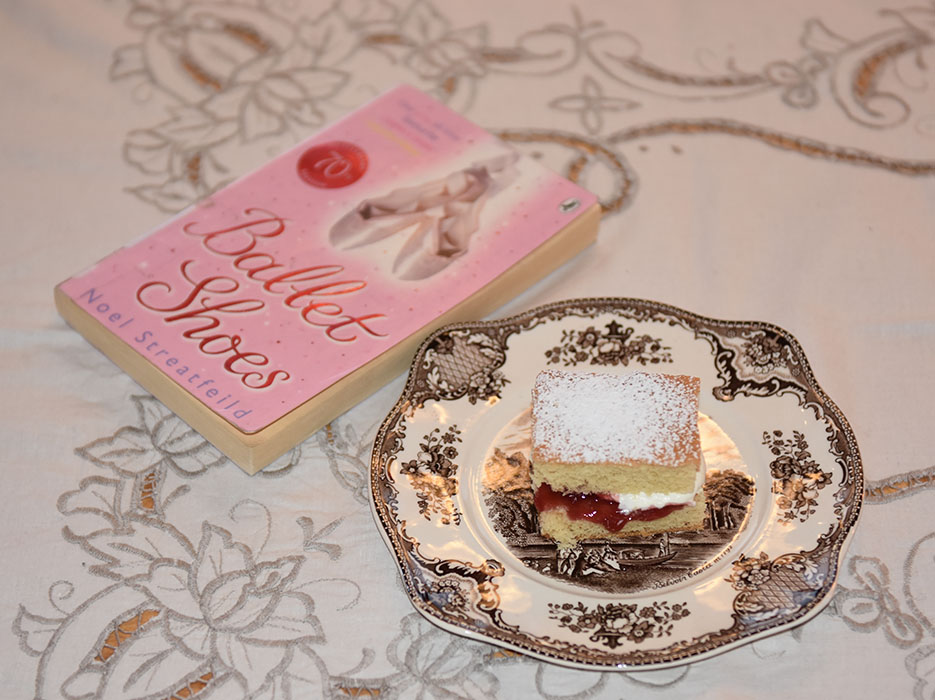 Streatfeild, Noel (1995) «Ballet shoes», Puffin books OG Sukkerbrød som alltid lykkes Ingredienser: 50 g Smør 1 ¾ dl Sukker 2 ½ dl Hvetemel 3 Egg 2 ts Bakepulver Fyll og topping Syltetøy Krem melis https://heidisboble.no/ @heidisboble