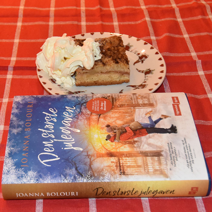 Bolouri, Joanna (2021) «Den største julegaven», Vigmostad Bjørke OG Plommekake med smuldrelokk Ingredienser  100 g	Smør (mykt) 100 g	Sukker 2	Egg (romtempererte) 500 g	Mel  4 ts	Bakepulver 2-2 ½ dl	Melk  Plommefyll: 1 kg	Plommer (røde) 1 -2 ss	Sukker 1 -2 ss	Kanel   Smuldredeig: 300 g	Hvetemel  200 g	Sukker  150 g	Smør   https://heidisboble.no/ @heidisboble