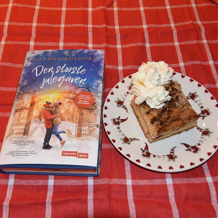 Bolouri, Joanna (2021) «Den største julegaven», Vigmostad Bjørke OG Plommekake med smuldrelokk Ingredienser 100 g Smør (mykt) 100 g Sukker 2 Egg (romtempererte) 500 g Mel 4 ts Bakepulver 2-2 ½ dl Melk Plommefyll: 1 kg Plommer (røde) 1 -2 ss Sukker 1 -2 ss Kanel Smuldredeig: 300 g Hvetemel 200 g Sukker 150 g Smør https://heidisboble.no/ @heidisboble