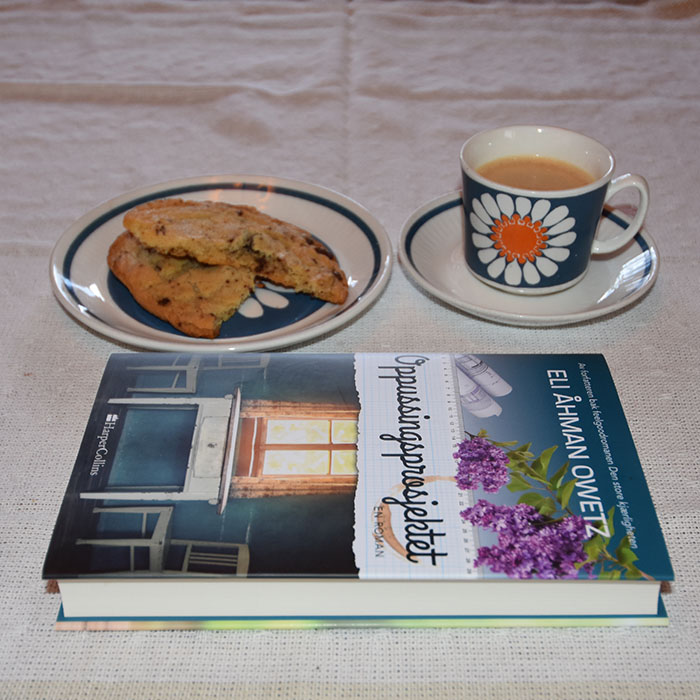 Owetz, Eli, Åhman (2022) «Oppussingsprosjektet», HarperCollins OG Cookies uten brunt sukker Ingredienser 115 g Smør 200 g Sukker 1 Egg 2 ts Vaniljesukker 225 g Hvetemel 1 ts Natron 150 g Sjokolade og/eller pistasjnøtter (hakket) https://heidisboble.no/ @heidisboble