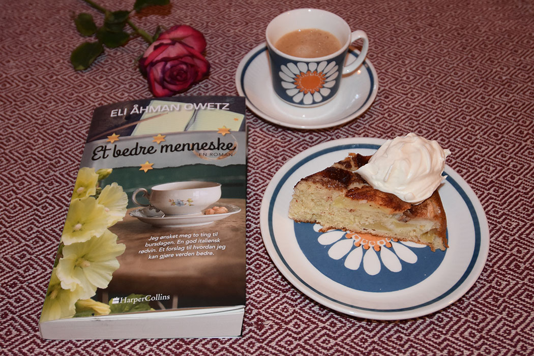 Owetz, Eli, Åhman (2023) «Et bedre menneske», HarperCollins OG Mormors Eplekake Ingredienser: 2 Egg 1 ½ dl Sukker 3 ss Margarin (smeltet) 1 ½ dl Melk 3 dl Hvetemel 1 ½ ts Bakepulver 2 Epler (i biter) Sukker og kanel https://heidisboble.no/ @heidisboble