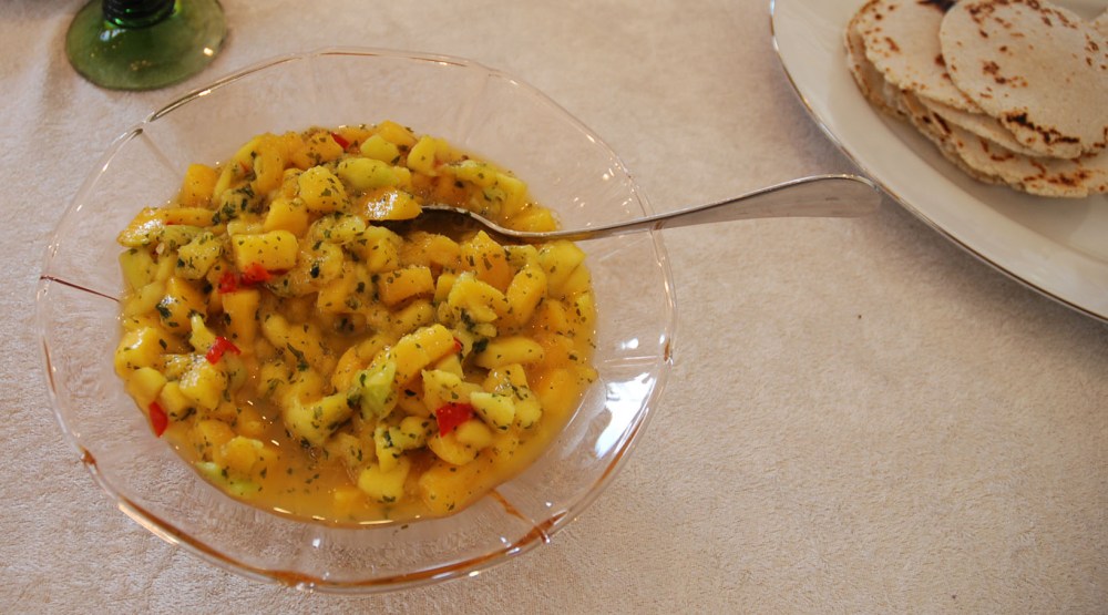 Mangosalsa
Ingredienser

2	Mangoer
½ 	Rødløk
½ krukke	Koriander
1-2	Chilier (røde, uten frø)
½ -1	Paprika (rød)
½ - 1	Lime (presset)
1 ts	Flaksalt

Tips! Du kan utelate chilien om du vil ha den mildere, eller beholde frøene om du vil ha den sterkere
Tips! Du kan også tilsette litt agurk hvis du ønsker mer Krønsk

Heidisboble.no
@heidisboble